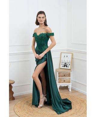 Abito a sirena verde con corpetto decorato - Bunny - Abiti a sirena online - Gogolfun.it