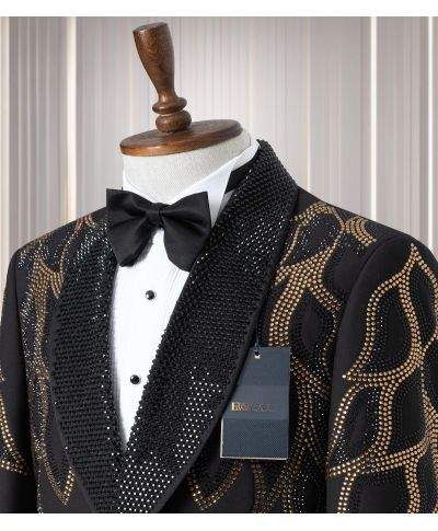 Smoking nero particolare con strass - Stanley - Smoking uomo particolari online - Gogolfun.it