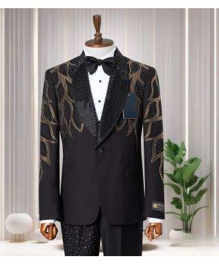 Smoking nero particolare con strass - Stanley - Smoking uomo particolari online - Gogolfun.it