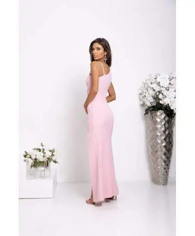 Vestito lungo elegante rosa, a sirena - Lora - Vestii eleganti per compleanno, battesimo, comunione - Gogolfun.it