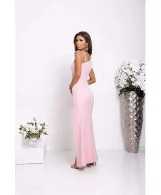 Vestito lungo elegante rosa, a sirena - Lora