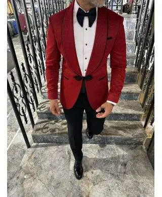 Smoking Uomo Rosso Bordeaux Brillante - Modello George