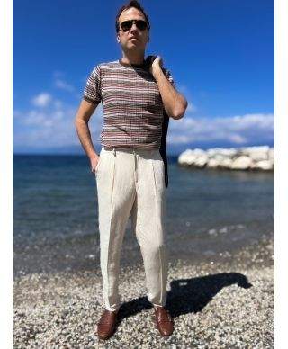 Pantaloni uomo beige, Sinatra - Misto Lino, Paul Miranda - Made in Italy