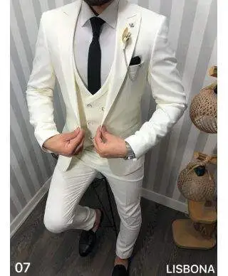 Abito uomo con gilet, bianco - Tessuto operato - Fifi