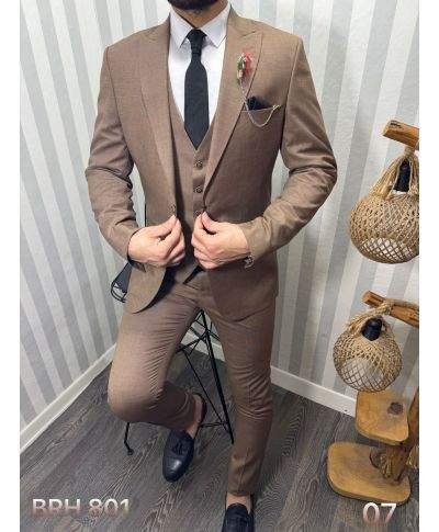 Abito Uomo, Completo Tre Pezzi Marrone - Boby