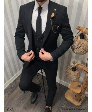 Abito uomo nero, Monaco - Gilet doppiopetto