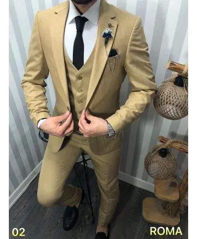 Abito uomo beige, con giacca a quadri - Van