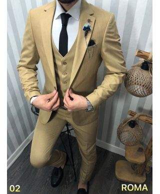 Abito uomo beige, con giacca a quadri - Van