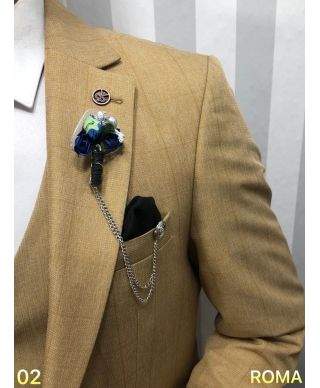Abito uomo beige, con giacca a quadri - Van
