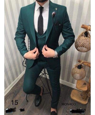 Abito Uomo Monaco Verde Smeraldo Completo Tre Pezzi