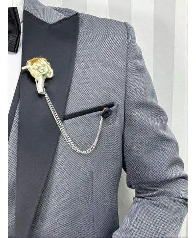 Abito Uomo Grigio, james - Smoiking con Rever Nero