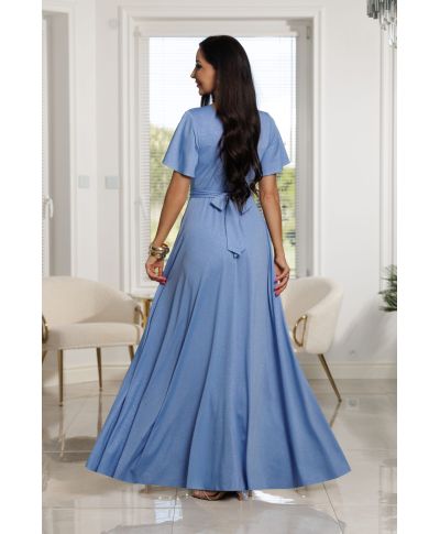 Sukienka maxi BELLA brokat  / Niebieski