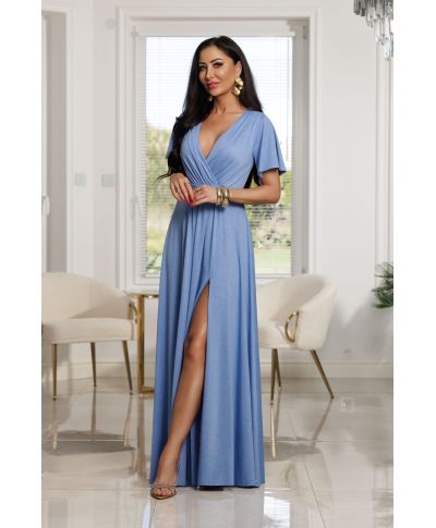Sukienka maxi BELLA brokat  / Niebieski