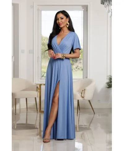 Sukienka maxi BELLA brokat / Niebieski