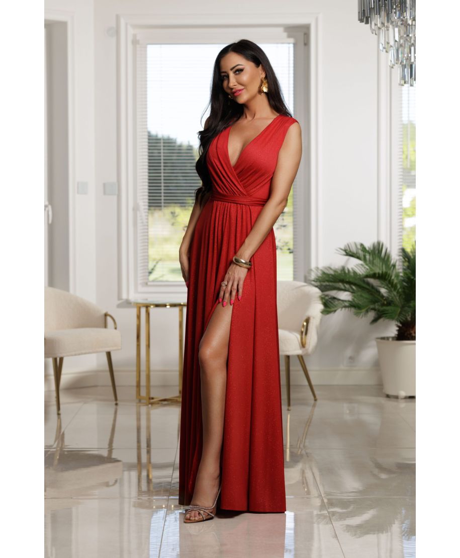 Sukienka maxi SALMA brokat / Czerwony