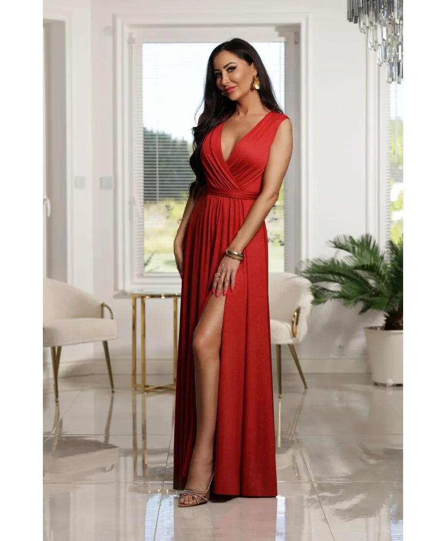 Sukienka maxi SALMA brokat / Czerwony
