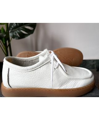 Scarpa uomo bianca allacciata in vera pelle