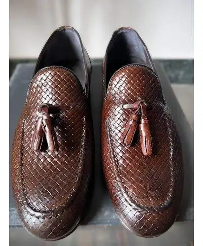 Mocassini uomo marroni - Vera pelle intrecciata - Made in Italy - Gogolfun.it