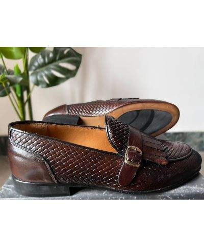 Mocassini uomo marroni - Vera pelle intrecciata - Made in Italy - Gogolfun.it