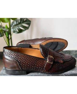 Mocassini uomo marroni - Vera pelle intrecciata - Made in Italy - Gogolfun.it
