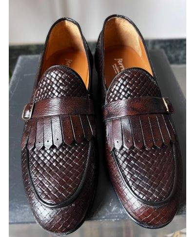 Mocassini uomo marroni - Vera pelle intrecciata - Made in Italy - Gogolfun.it