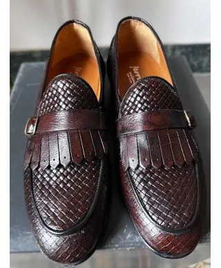 Mocassini uomo marroni - Vera pelle intrecciata - Made in Italy - Gogolfun.it