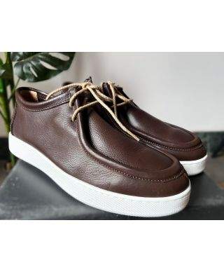 Scarpa uomo marrone allacciata in vera pelle