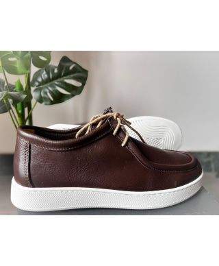 Scarpa uomo marrone allacciata in vera pelle