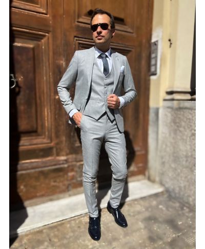 Abito uomo, grigio chiaro - Con gilet monopetto - Abiti uomo online - Gogolfun.it