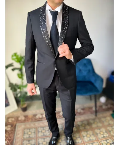 Smoking uomo nero con rever con strass - Vivaldi - Smoking diciottesimo compleanno - Gogolfun.it