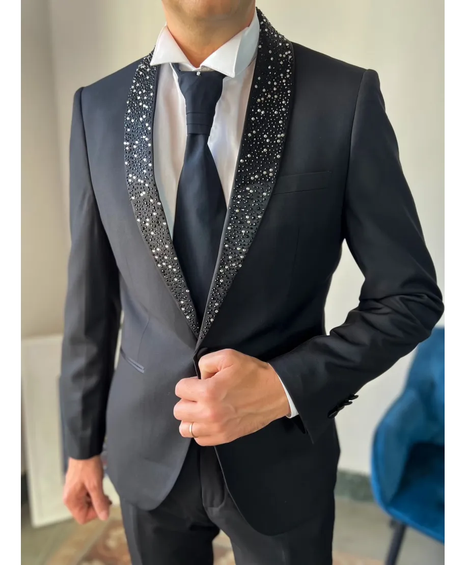 Smoking uomo nero con rever con strass - Vivaldi - Smoking diciottesimo compleanno - Gogolfun.it
