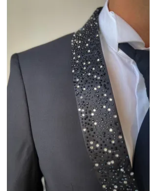 Smoking uomo nero con rever con strass - Vivaldi