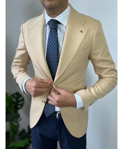 Giacca uomo particolare con bottoni dorati, gialla  - Venice