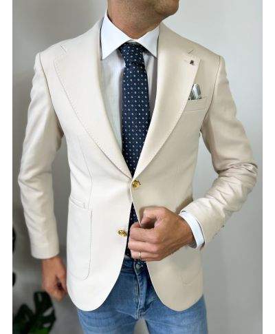 Giacca uomo panna con bottoni oro - Sunset - Giacche e blazer uomo online - Gogolfun.it