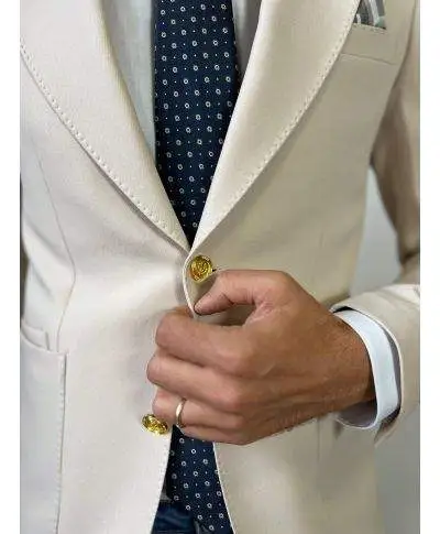 Giacca uomo panna con bottoni oro - Sunset - Giacche e blazer uomo online - Gogolfun.it