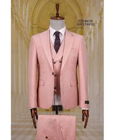 Abito uomo rosa, gilet doppiopetto - Billy