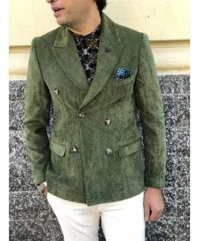 Giacca doppiopetto, verde - Blazer, velluto