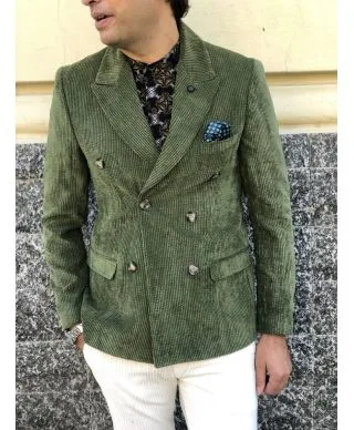 Giacca doppiopetto, verde - Blazer, velluto