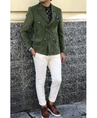 Giacca doppiopetto, verde - Blazer, velluto