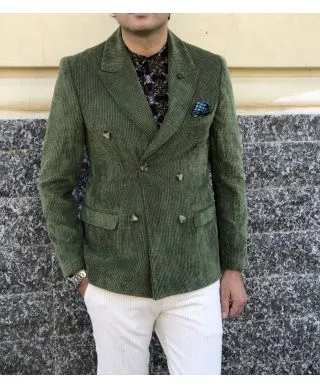 Giacca doppiopetto, verde - Blazer, velluto