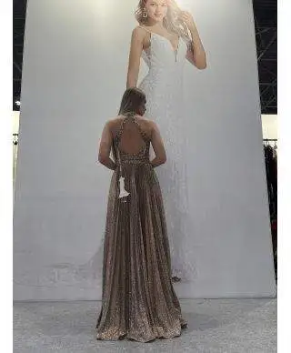 Abito da cerimonia oro con corpetto lavorato - Diamond - Vestiti da cerimonia donna online - Gogolfun.it