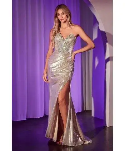 Vestito da cerimonia a sirena, oro chiaro - Corpetto bustino - Platino