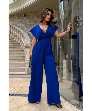 Tuta donna con pantaloni palazzo - Cobalto - Tute eleganti online - Gogolfun.it