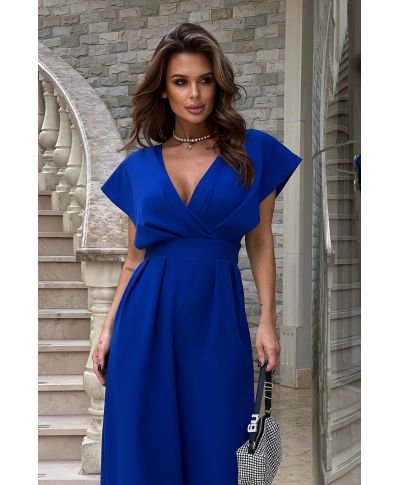 Tuta donna con pantaloni palazzo - Cobalto - Tute eleganti online - Gogolfun.it