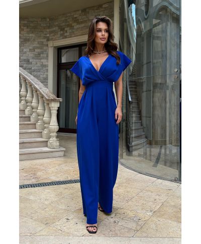 Tuta donna con pantaloni palazzo - Cobalto - Tute eleganti online - Gogolfun.it