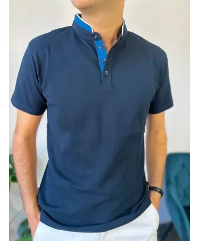 Polo collo coreana blu - Paul Miranda - Abbigliamento uomo online - Gogolfun.it