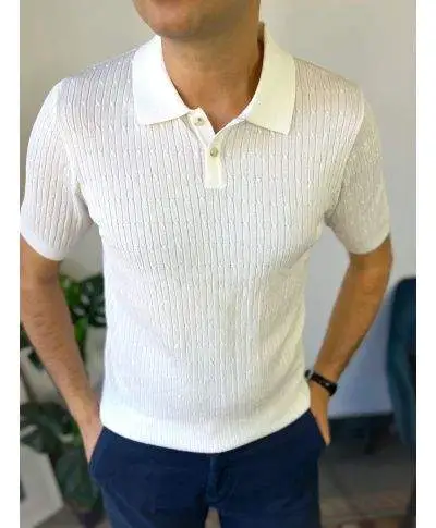 Polo uomo bianca in filo - Abbigliamento uomo online - Gogolfun.it