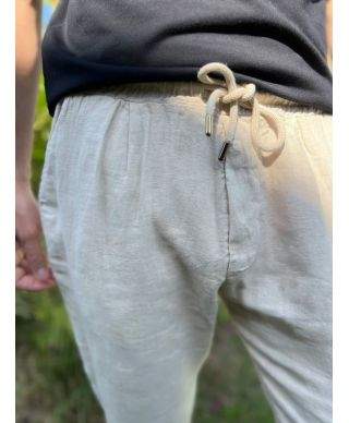 Pantaloni uomo in lino con coulisse - Key Jey - Pantaloni estivi uomo - Gogolfun.it