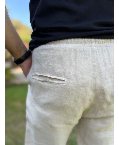 Pantaloni uomo in lino con coulisse - Key Jey - Pantaloni estivi uomo - Gogolfun.it