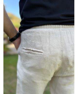 Pantaloni uomo in lino con coulisse - Key Jey